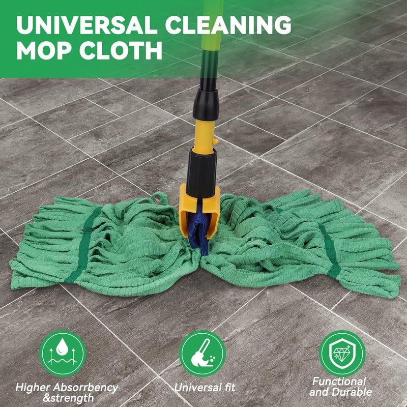 BeiLan Heavy Duty Commercial Mop Head Replacement for Rubbermaid: 3 Packs 14oz Microfiber Tube Lint Free Industrial Heavy Duty Mop Head for Floor Cleaning - Super Absorbent & Bleach-Safe (Green) - Image 3